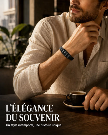 Bracelet "Héritage" — Cuir Tressé &amp; Perles Gravées